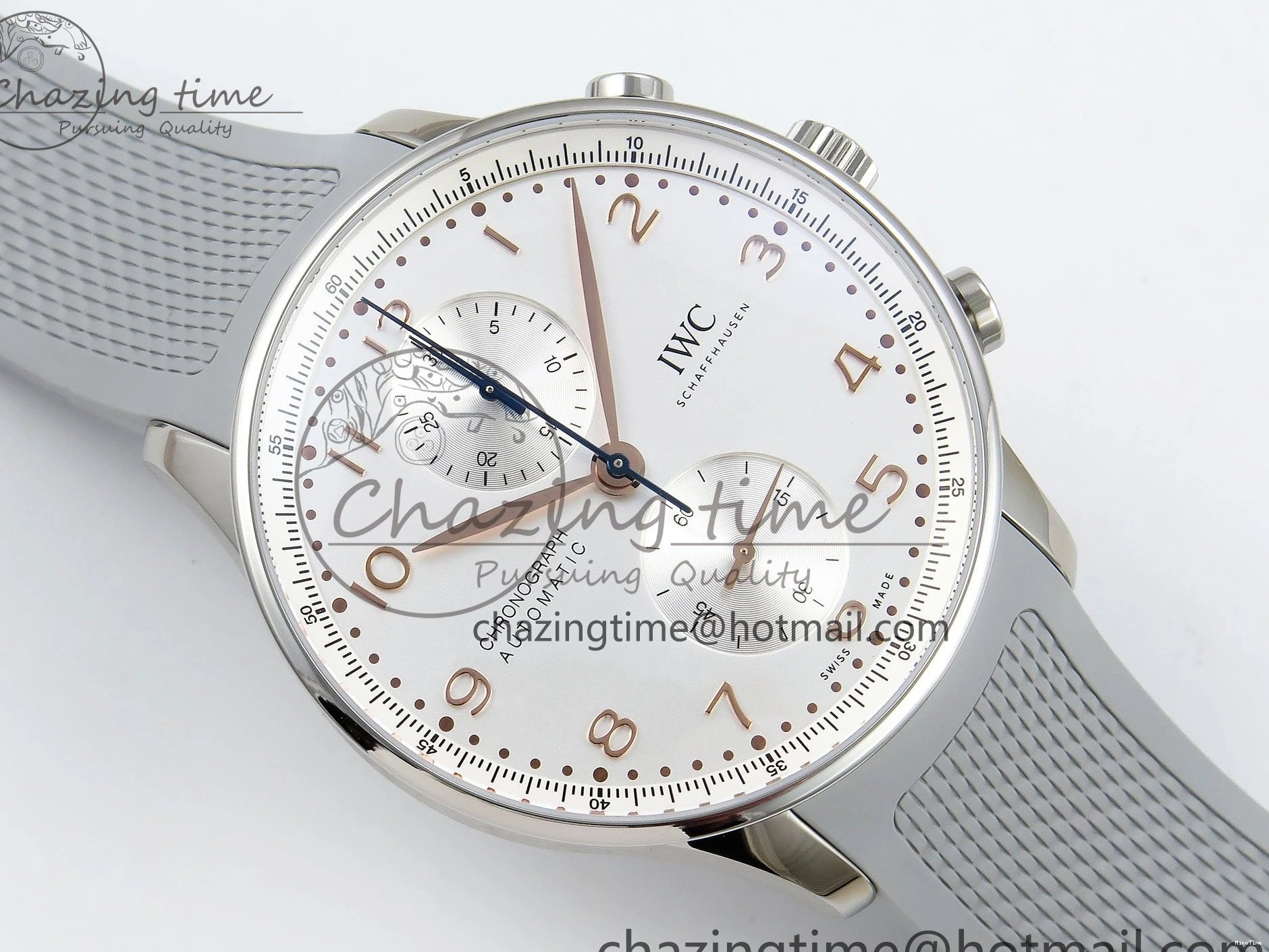 MIROTIME 0502 Portuguese Chrono IW3716 Z+F 1:1 Best Edition White Dial on Gray Rubber Strap A WrinkleFree 7014